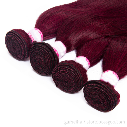 Wholesale Factory 1B 99J bundle With Closure Straight Hair Weave Cuticle Aligned Hair With Frontal